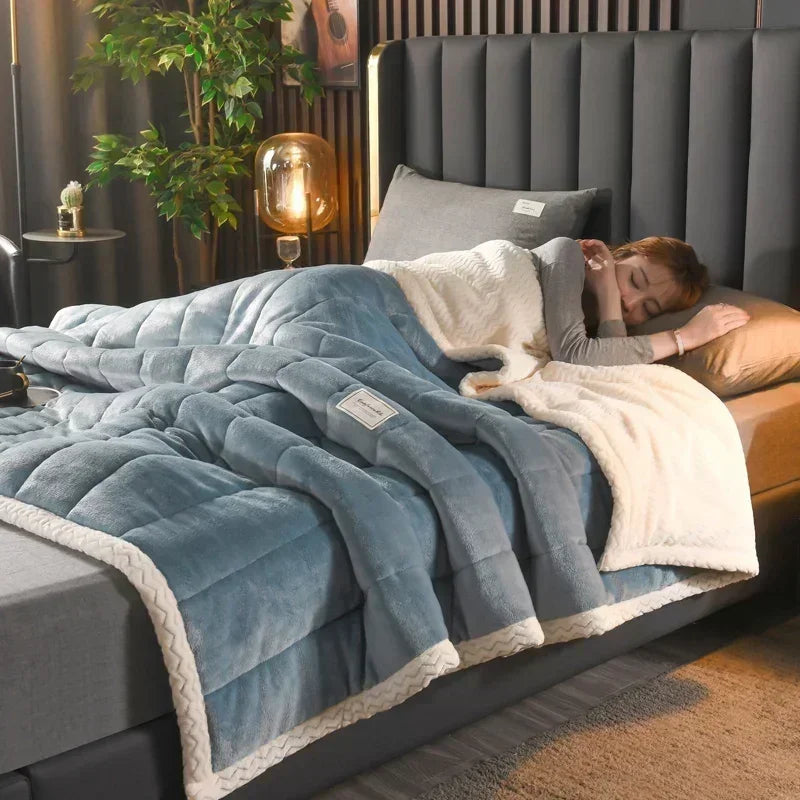 UltraSoft European Fleece Weighted Blanket – Thickened Winter Comforter for Cozy Sleep