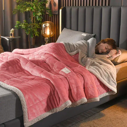 UltraSoft European Fleece Weighted Blanket – Thickened Winter Comforter for Cozy Sleep
