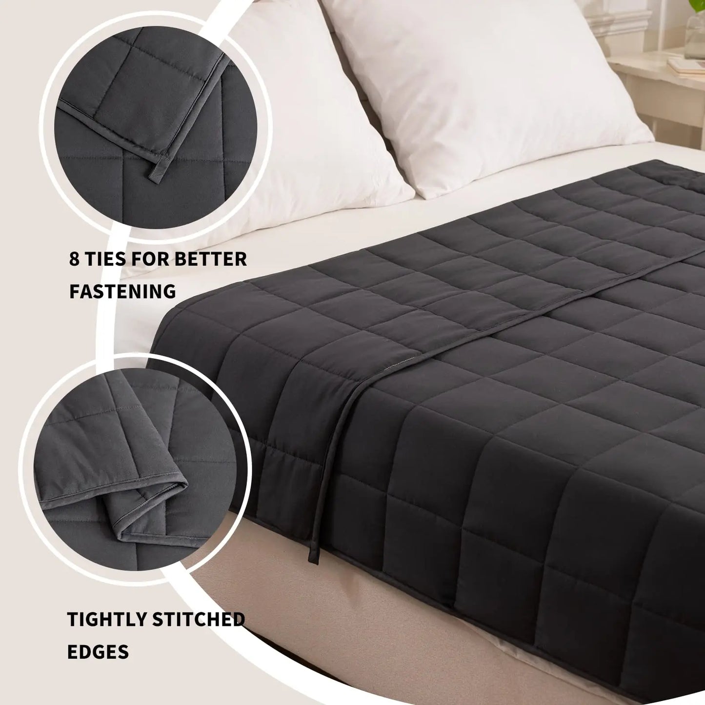 Heated Comfort™ Gravity Weighted Blanket – 4/6/8kg for Calming Sleep (Grey)