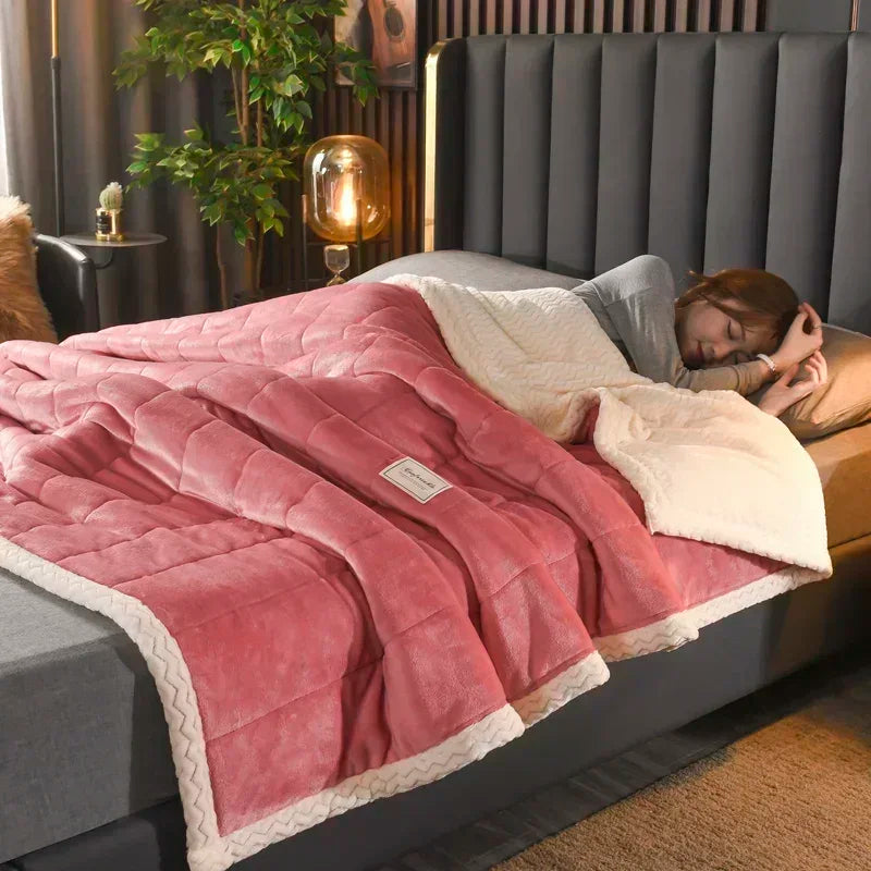 UltraSoft European Fleece Weighted Blanket – Thickened Winter Comforter for Cozy Sleep